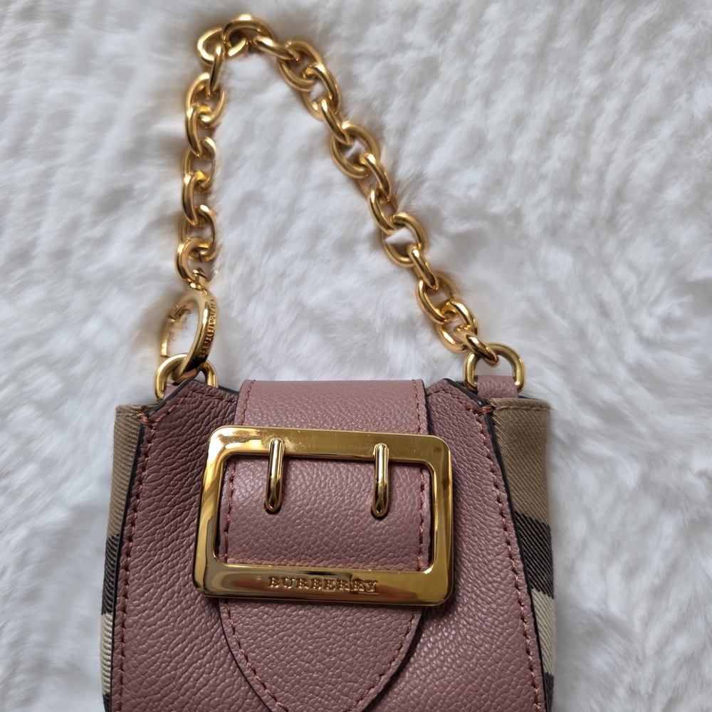 Burberry  Mini Bucket Tote Pink and Tan Bag with Gold Accents - Picture 4 of 16